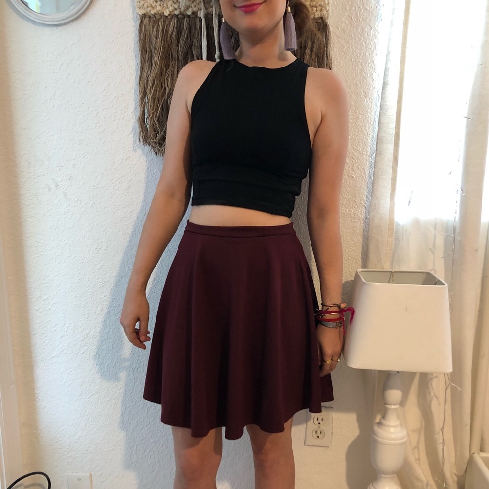 Maroon midi skirt